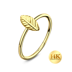 14K Gold Leaf Circular Nose Ring 14KY-NSKR-09